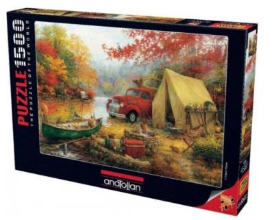Puzzle 1500 Biwak nad rzeką. Wydawca: Anatolian. SmakLiter.pl Opakowanie Puzzle 1500 Biwak nad rzeką