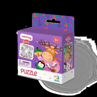 Opakowanie Puzzle 16 z kolorowanką Renifer i pingwin DOP300353