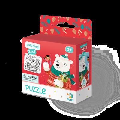 Opakowanie Puzzle 16 z kolorowanką Świąteczny niedźwiadek DOP300355