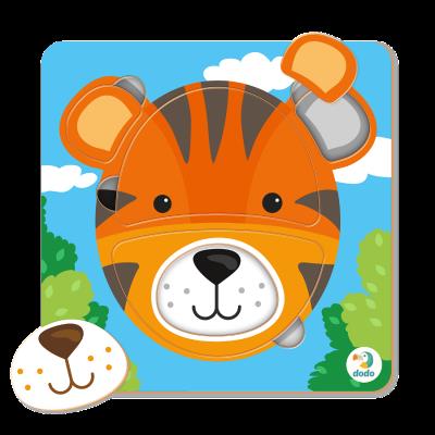 Opakowanie Puzzle Sorter mini 5 elementów Tygrys DOP300351
