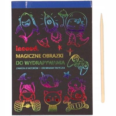Opakowanie Wydrapywanka tęczowa 13x18cm z wzorami, 8 arkuszy