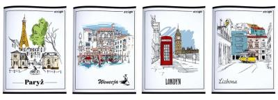 Opakowanie Zeszyt A5/60K kratka Miasta (10szt) STRIGO