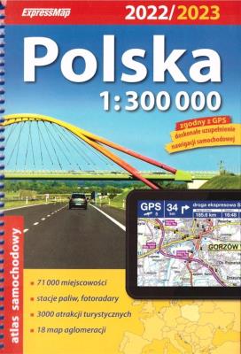 Okładka książki Atlas samochodowy Polska 1:300 000 w.2022/2023