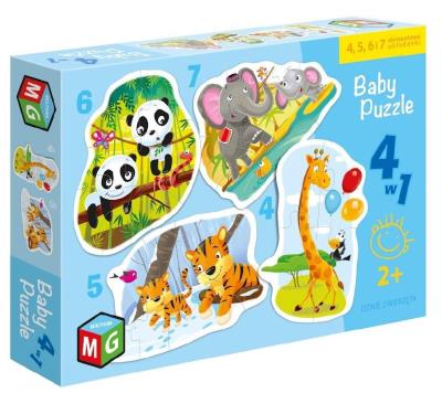 Baby Puzzle 4w1 Dzikie zwierzęta. Wydawca: MULTIGRA. SmakLiter.pl Opakowanie Baby Puzzle 4w1 Dzikie zwierzęta