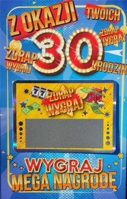 Opakowanie Karnert Urodziny 30 męskie zdrapka JCX - 023