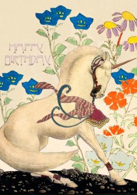 Opakowanie Karnet B6 brokat z kopertą Urodziny Jednorożec