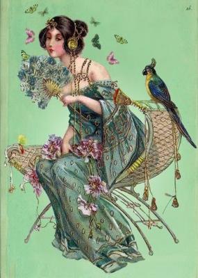 Opakowanie Karnet B6 z kopertą Kobieta z wachlarzem