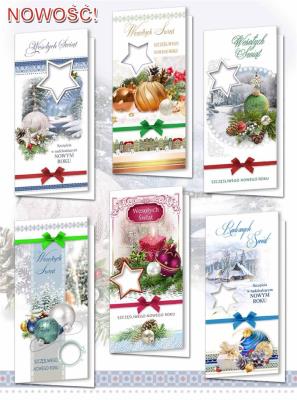 Opakowanie Karnet DL BN z opłatkiem, świeckie (10szt.) MIX