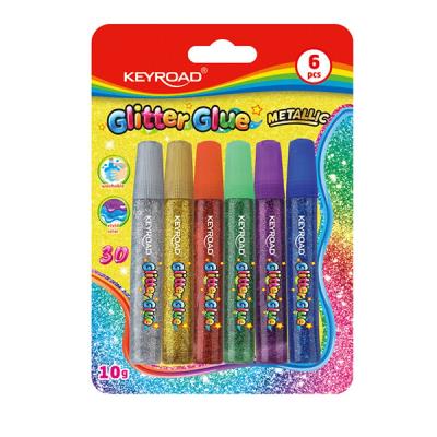 Opakowanie Klej brokatowy KEYROAD 6 x 10g metaliczne odcienie blister