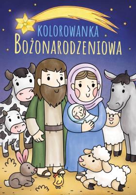 Kolorowanka Bożonarodzeniowa. Autor: Marcin Łaptos. SmakLiter.pl Okładka książki Kolorowanka Bożonarodzeniowa