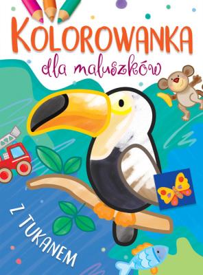 Kolorowanka dla maluszków z tukanem. Autor: Ilona Brydak (ilustr.). SmakLiter.pl Okładka książki Kolorowanka dla maluszków z tukanem