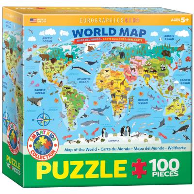 Opakowanie Puzzle 100 Smartkids Illustrated Map of the World 6100-5554