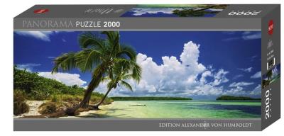 Puzzle 2000 Panorama Rajskie palmy. Wydawca: Heye. SmakLiter.pl Opakowanie Puzzle 2000 Panorama Rajskie palmy