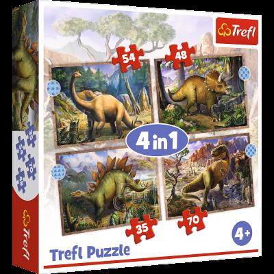 Opakowanie Puzzle 4w1 Ciekawe Dinozaury 34383