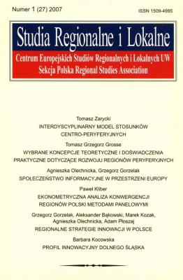 Opakowanie Studia Regionalne i lokalne 1/2007
