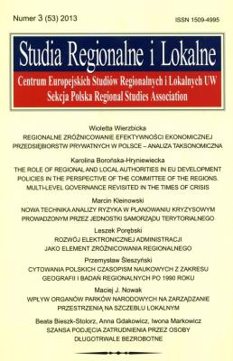 Opakowanie Studia Regionalne i Lokalne 3 (53) 2013