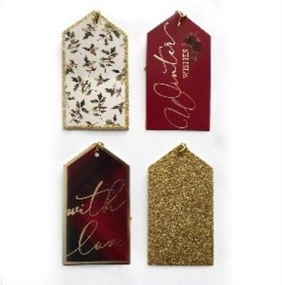 Opakowanie Tagi prezentowe z brokatem kpl.8szt.