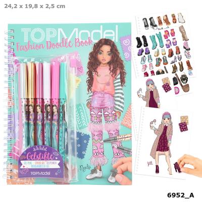 Opakowanie Zestaw kreatywny Fashion Doodle z naklejkami i 6 żelopisami 6952A