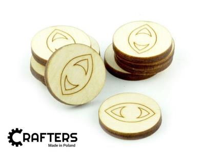 Znaczniki drewniane okgrągłe oko 22x3mm 10szt. Wydawca: Crafters. SmakLiter.pl Opakowanie Znaczniki drewniane okgrągłe oko 22x3mm 10szt