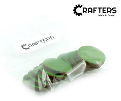Znaczniki drewniane okrągłe zielone 22x3mm 10szt. Wydawca: Crafters. SmakLiter.pl Opakowanie Znaczniki drewniane okrągłe zielone 22x3mm 10szt