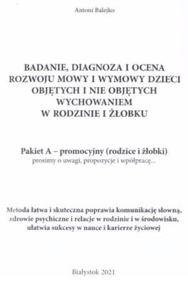 Okładka książki Badanie mowy pakiet A - promoc. rodzice i żłobki..