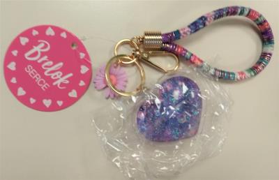 Opakowanie Brelok - serce z kwiatem fioletowe