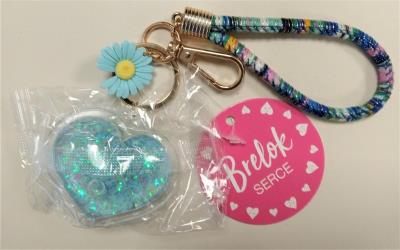 Opakowanie Brelok - serce z kwiatem niebieskie