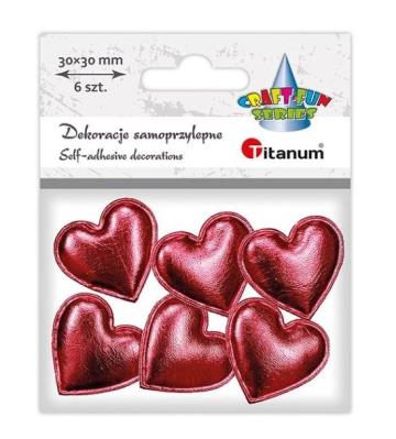 Opakowanie Dekoracje smoprzylepne serca PU czerwone 6szt