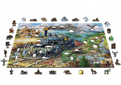 Opakowanie Drewniane Puzzle z figurkami - Kolej żelazna XL 750 elementów