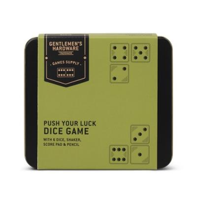 Gra w kości Push Your Luck w puszce. Wydawca: Gentlemen's Hardware. SmakLiter.pl Opakowanie Gra w kości Push Your Luck w puszce