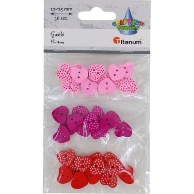 Opakowanie Guziki drewniane serca w kropki mix 36szt
