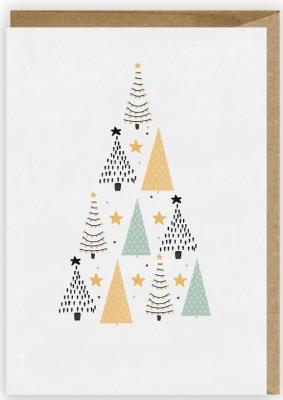 Opakowanie Kartka Boże Narodzenie Choinka miętowo-złota K080