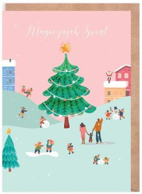 Opakowanie Kartka Boże Narodzenie Miasteczko, eko K135