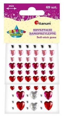 Opakowanie Kryształki samoprzylepne serca mix 69szt