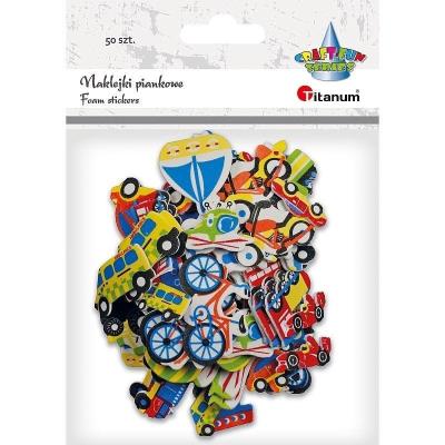 Opakowanie Naklejki piankowe pojazdy mix 50szt