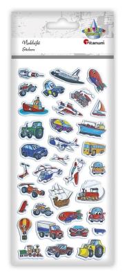 Opakowanie Naklejki wypukłe miękkie pojazdy mix 34szt