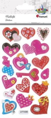 Opakowanie Naklejki wypukłe miękkie serca mix 17szt
