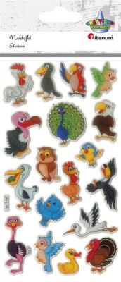 Opakowanie Naklejki wypukłe ptaki mix 18szt