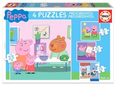 Puzzle 12+20+25+25 Świnka Peppa G3. Wydawca: Educa. SmakLiter.pl Opakowanie Puzzle 12+20+25+25 Świnka Peppa G3