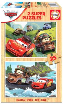 Puzzle 2x25 Auta (drewniane) G3. Wydawca: Educa. SmakLiter.pl Opakowanie Puzzle 2x25 Auta (drewniane) G3