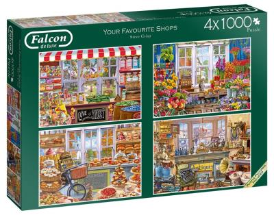 Puzzle 4x1000 Falcon Twoje ulubione sklepy G3. Wydawca: Jumbo. SmakLiter.pl Opakowanie Puzzle 4x1000 Falcon Twoje ulubione sklepy G3