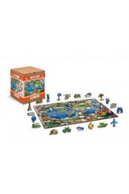 Opakowanie Puzzle drewniane 3D Zwierzęta świata mapa Animal Kingdom Map L