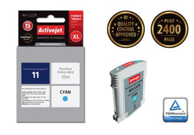 Opakowanie Tusz Activejet AH-11CR (zamiennik HP 11 C4836A; Premium; 35 ml; niebieski)