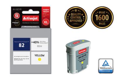 Opakowanie Tusz Activejet AH-82YR (zamiennik HP 82 C4913A; Premium; 80 ml; żółty)