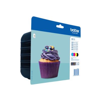 Opakowanie Tusz Brother zestaw LC123VALBP=LC-123VALBP, zawiera CMYBK, LC123C+LC123M+LC123Y+LC123BK