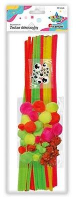 Opakowanie Zestaw druciki, pompony, oczka neonowy 80szt