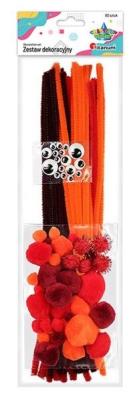 Opakowanie Zestaw druciki, pompony, oczka pomarńczowy 80szt