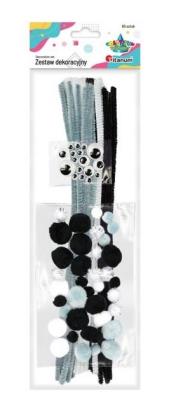 Opakowanie Zestaw druciki, pompony, oczka szare 80szt