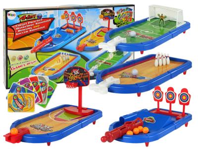 Zestaw Gier Zręcznościowych 4w1 Koszykówka Piłka Nożna Tarcza Kręgle Wyrzutnia. Wydawca: Lean Toys. SmakLiter.pl Opakowanie Zestaw Gier Zręcznościowych 4w1 Koszykówka Piłka Nożna Tarcza Kręgle Wyrzutnia