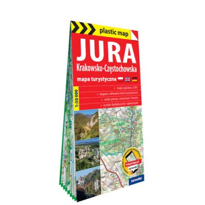 Okładka książki Jura Krakowsko-Częstochowska; foliowana mapa turystyczna 1:50 000